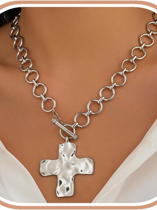 Jewelry - Chunky Gold Necklace for Women Big Heart Necklace Vintage Gold Statement Necklac